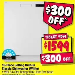JB Hi-Fi Built-in classic dishwasher (white) offer