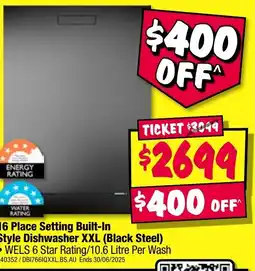 JB Hi-Fi Built-In Style Dishwasher XXL (Black Steel) offer
