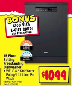 JB Hi-Fi 15 place setting freestanding dishwasher offer