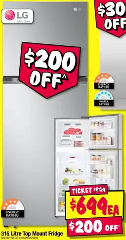JB Hi-Fi 315 Litre Top Mount Fridge offer