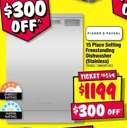 JB Hi-Fi 15 Place Setting Freestanding Dishwasher (Stainless) offer