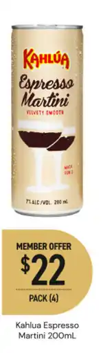 Dan Murphy's Kahlua espresso martini offer