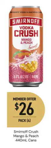 Dan Murphy's Smirnoff Crush Mango & Peach offer