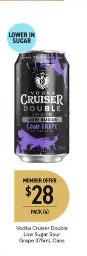 Dan Murphy's Vodka cruiser double low sugar sour grape cans offer