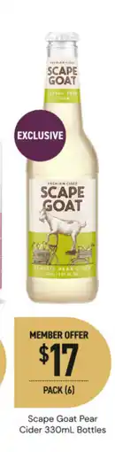 Dan Murphy's Scape goat pear cider bottles offer