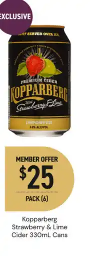 Dan Murphy's Kopparberg strawberry & lime cidercans offer