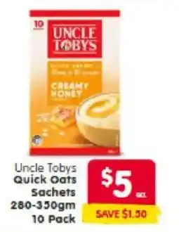 Spar Uncle tobys quick oats sachets offer