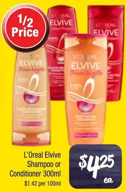 Farmer Jack's L'oreal elvive shampoo or conditioner offer