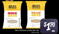 Farmer Jack's Black & gold quick or rolled oats offer