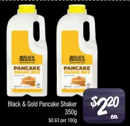 Farmer Jack's Black & gold pancake shaker offer