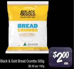 Farmer Jack's Black & gold bread crumbs offer