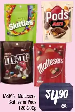 Farmer Jack's M&M's, Maltesers, Skittles or Pods offer