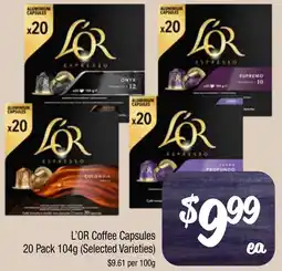 Farmer Jack's L'OR Coffee Capsules 20 Pack (Selected Varieties) offer