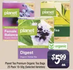 Farmer Jack's Planet Tea Premium Organic Tea Bags 25 Pack (Selected Varieties) offer