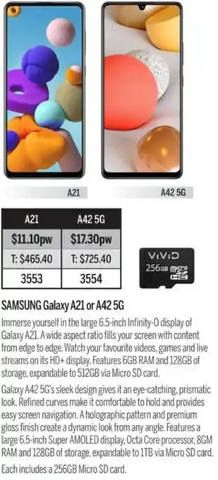 Samsung Galaxy A21 Or A42 5G