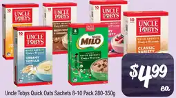 Farmer Jack's Uncle Tobys Quick Oats Sachets 8-10 Pack offer