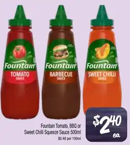 Farmer Jack's Fountain Tomato, BBQ or Sweet Chilli Squeeze Sauce offer