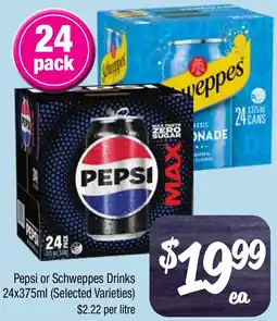 Farmer Jack's Pepsi or Schweppes Drinks (Selected Varieties) offer