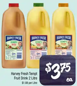 Farmer Jack's Harvey Fresh Tempt Fruit Drink offer