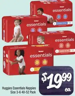 Farmer Jack's Huggies Essentials Nappies Size 3-6 40-52 Pack offer