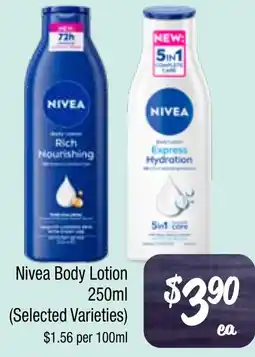 Farmer Jack's Nivea Body Lotion offer