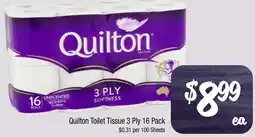 Farmer Jack's Quilton Toilet Tissue 3 Ply 16 Pack offer