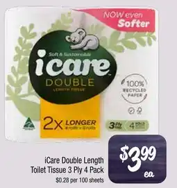 Farmer Jack's iCare Double Length Toilet Tissue 3 Ply 4 Pack offer
