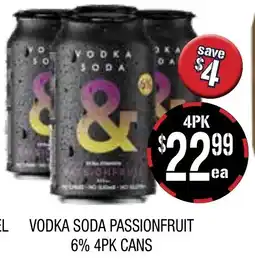 Farmer Jack's Vodka soda passionfruit 6% 4pk cans offer