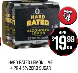 Farmer Jack's Hard rated lemon lime 4 pk 4.5% zero sugar offer