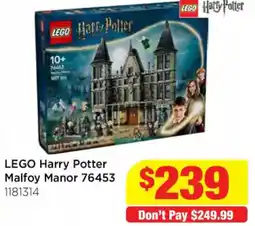 Mr Toys LEGO Harry Potter Malfoy Manor offer