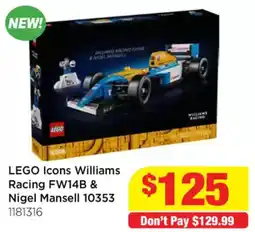 Mr Toys LEGO Icons Williams Racing FW14B & Nigel Mansell offer