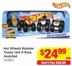Mr Toys Hot Wheels Monster Trucks 1:64 4-Pack Assorted offer