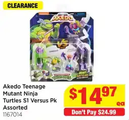 Mr Toys Akedo Teenage Mutant Ninja Turtles S1 Versus Pk Assorted offer