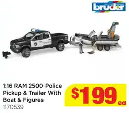 Mr Toys 1:16 RAM 2500 Police Pickup & Trailer With Boat & Figures offer