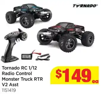 Mr Toys Tornado RC 1/12 Radio Control Monster Truck RTR V2 Asst offer
