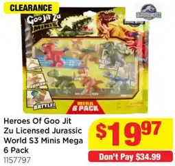 Mr Toys Heroes Of Goo Jit Zu Licensed Jurassic World S3 Minis Mega 6 Pack offer