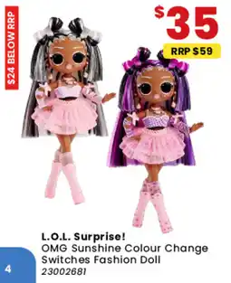 Toymate OMG Sunshine Colour Change Switches Fashion Doll offer