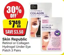 Chemist Discount Centre Skin Republic Retinol or Collagen Hydrogel Under Eye Patch 3 Pairs offer