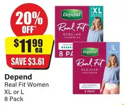 Chemist Discount Centre Depend Real Fit Women 8 Pack offer