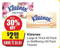 Chemist Discount Centre Large & Thick 95 Pack or Wellbeing 140 Pack Tissues offer