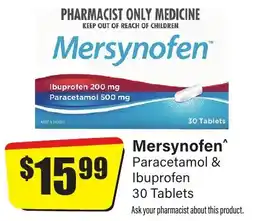 Chemist Discount Centre Mersynofen Paracetamol & Ibuprofen 30 Tablets offer