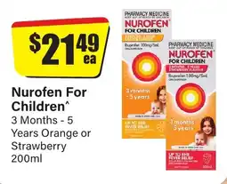 Chemist Discount Centre Nurofen For Children 3 Months - 5 Years Orange or Strawberry offer