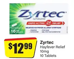 Chemist Discount Centre Zyrtec Hayfever Relief 10 Tablets offer