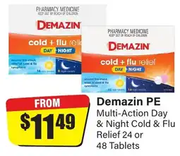 Chemist Discount Centre Demazin PE Multi-Action Day & Night Cold & Flu Relief 24 or 48 Tablets offer