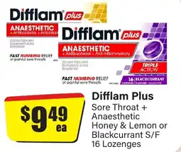 Chemist Discount Centre Sore Throat + Anaesthetic Honey & Lemon or Blackcurrant S/F 16 Lozenges offer