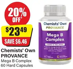Chemist Discount Centre Chemists' Own PROVANCE Mega B Complex 60 Hard Capsules Mega B Complex 60 Hard Capsules offer