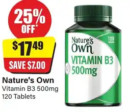 Chemist Discount Centre Nature's Own Vitamin B3 120 Tablets offer