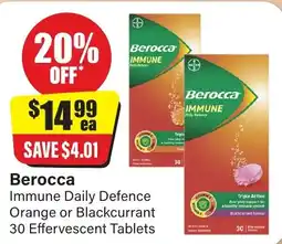 Chemist Discount Centre Immune Daily Defence Orange or Blackcurrant 30 Effervescent Tablets offer