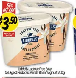 Liddells Lactose Free Easy to Digest Probiotic Vanilla Bean Yoghurt