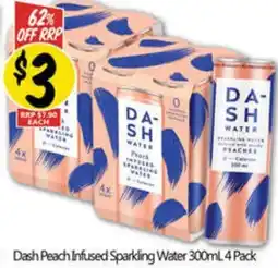 NQR Dash Peach Infused Sparkling Water 4 Pack offer